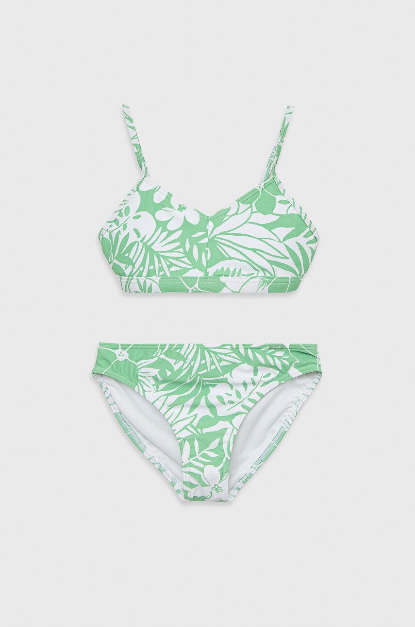 Levně Dvoudílné dětské plavky Abercrombie & Fitch zelená barva