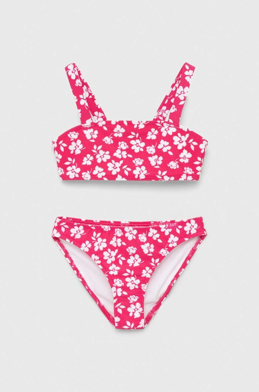 Dvoudílné dětské plavky Abercrombie & Fitch růžová barva - růžová -  Hlavní materiál: 80 % Nylo