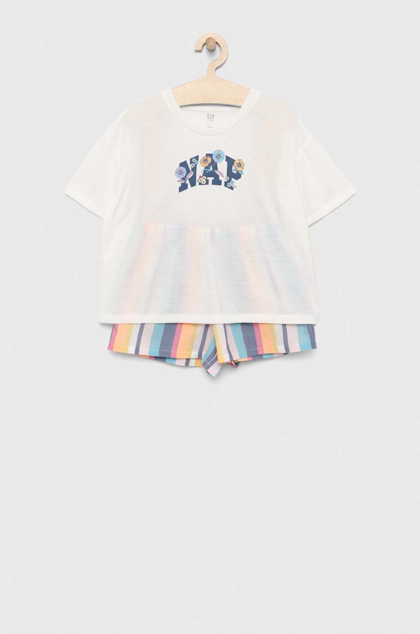 Gap GAP piżama dziecięca kolor biały wzorzysta