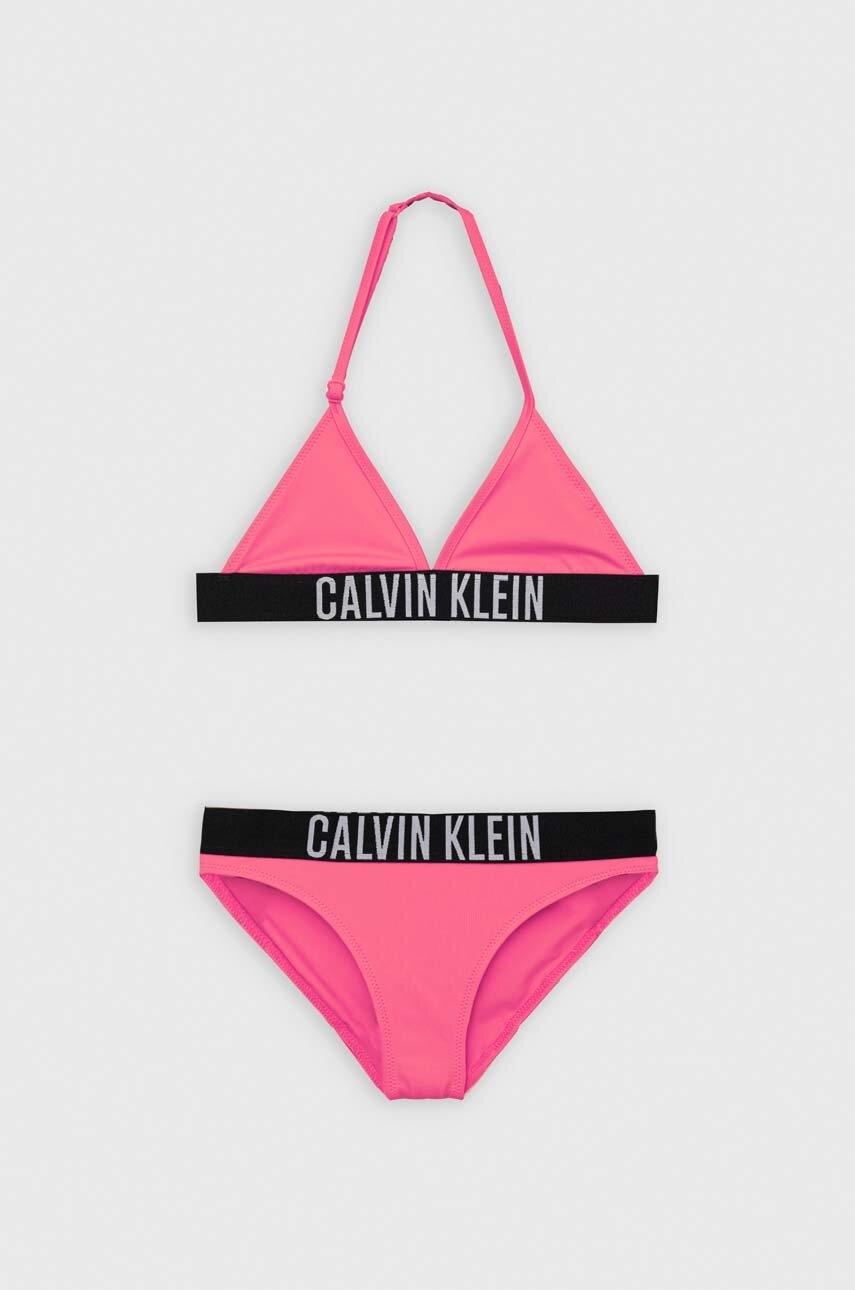

Детски бански от две части Calvin Klein Jeans в розово, Розов