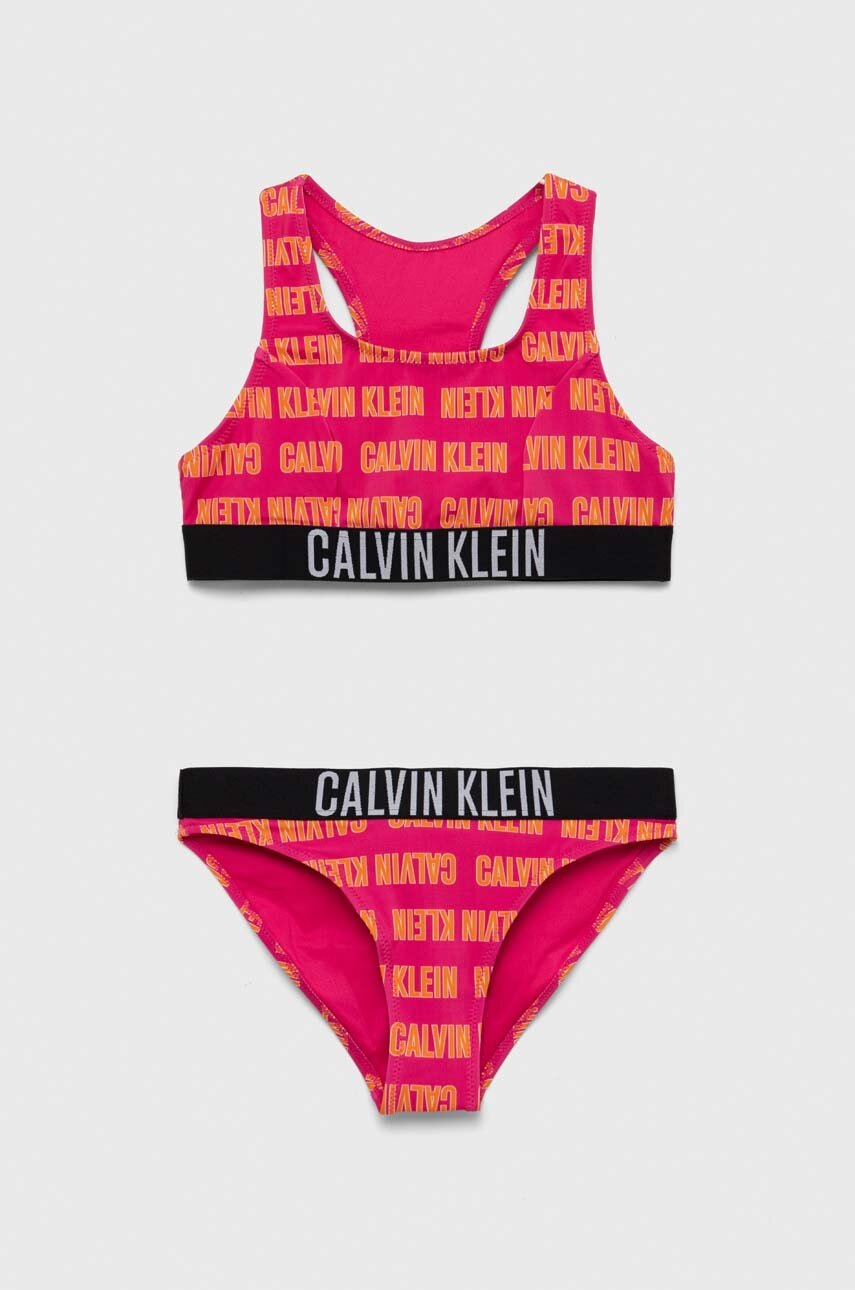 

Детски бански от две части Calvin Klein Jeans в розово, Розов