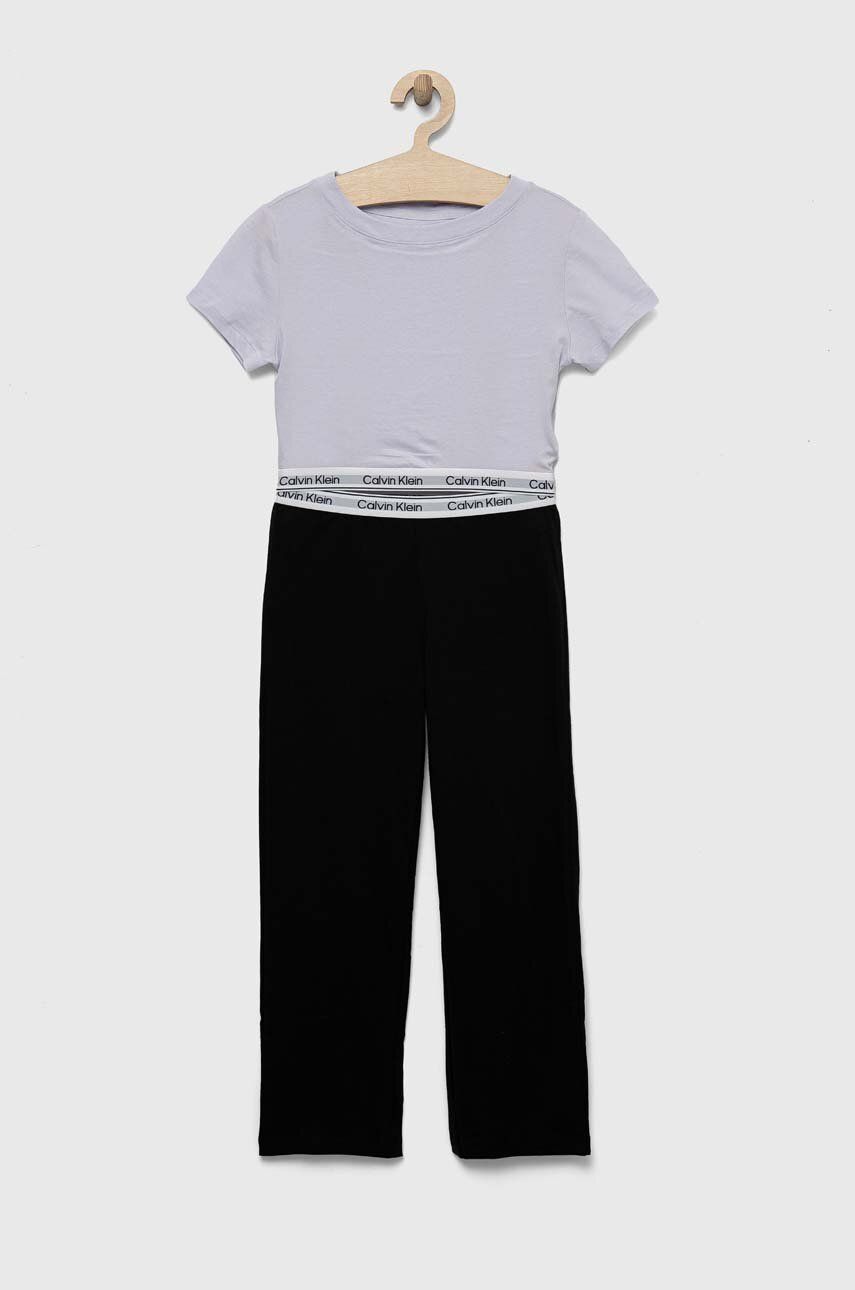 Levně Dětské bavlněné pyžamo Calvin Klein Underwear fialová barva
