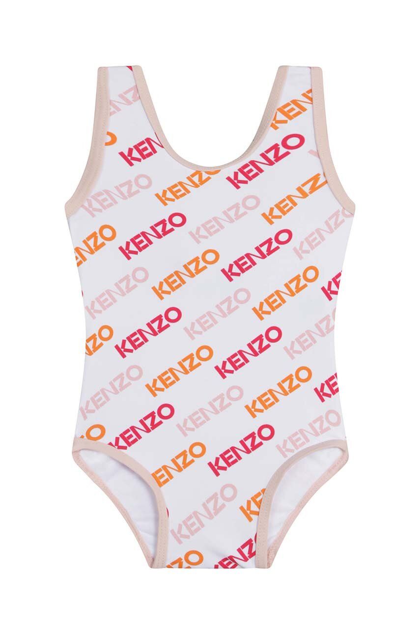 Jednodílné dětské plavky Kenzo Kids bílá barva - bílá -  100 % Polyester
