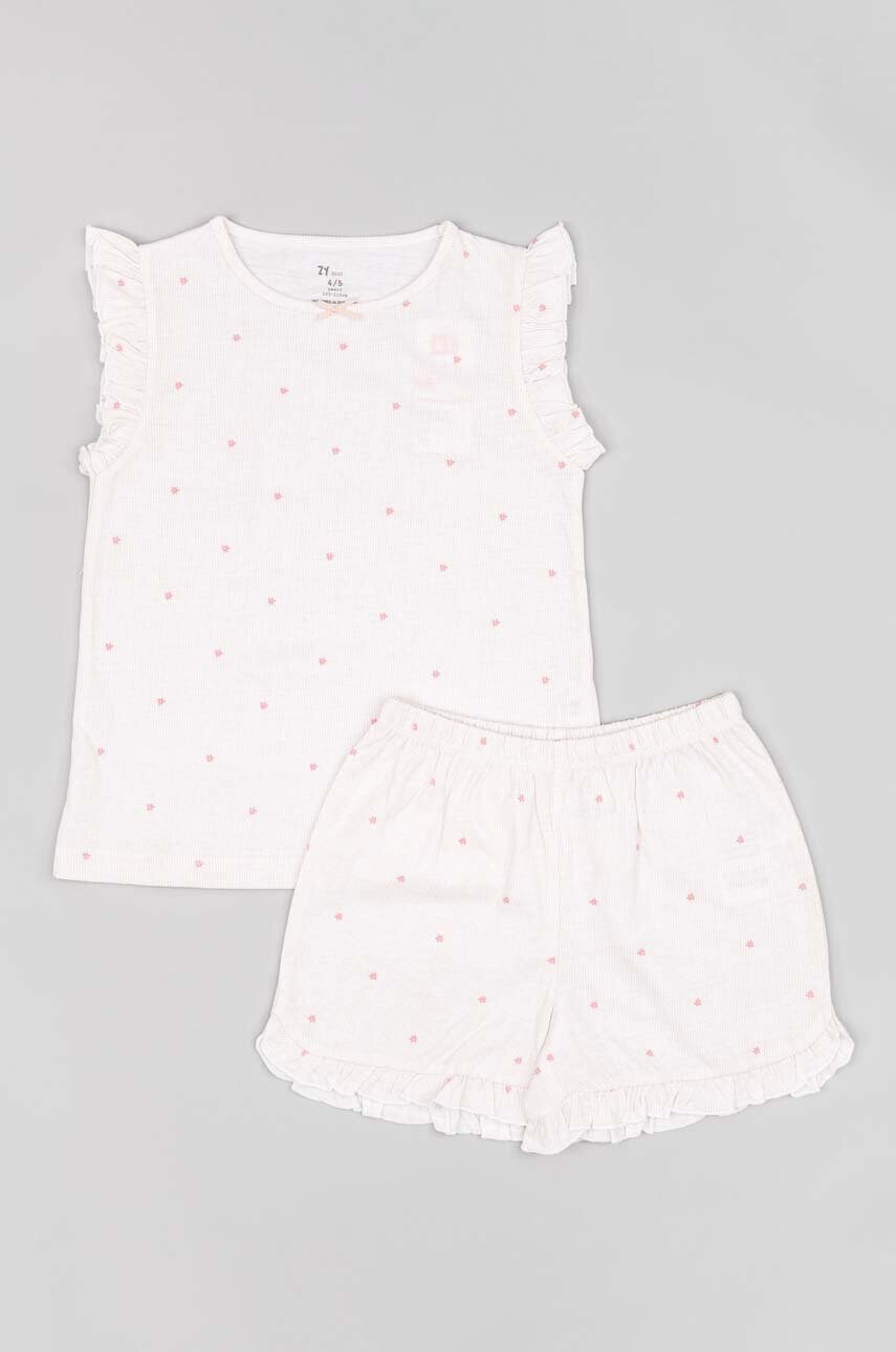 Zippy pijamale de bumbac pentru copii culoarea roz, neted