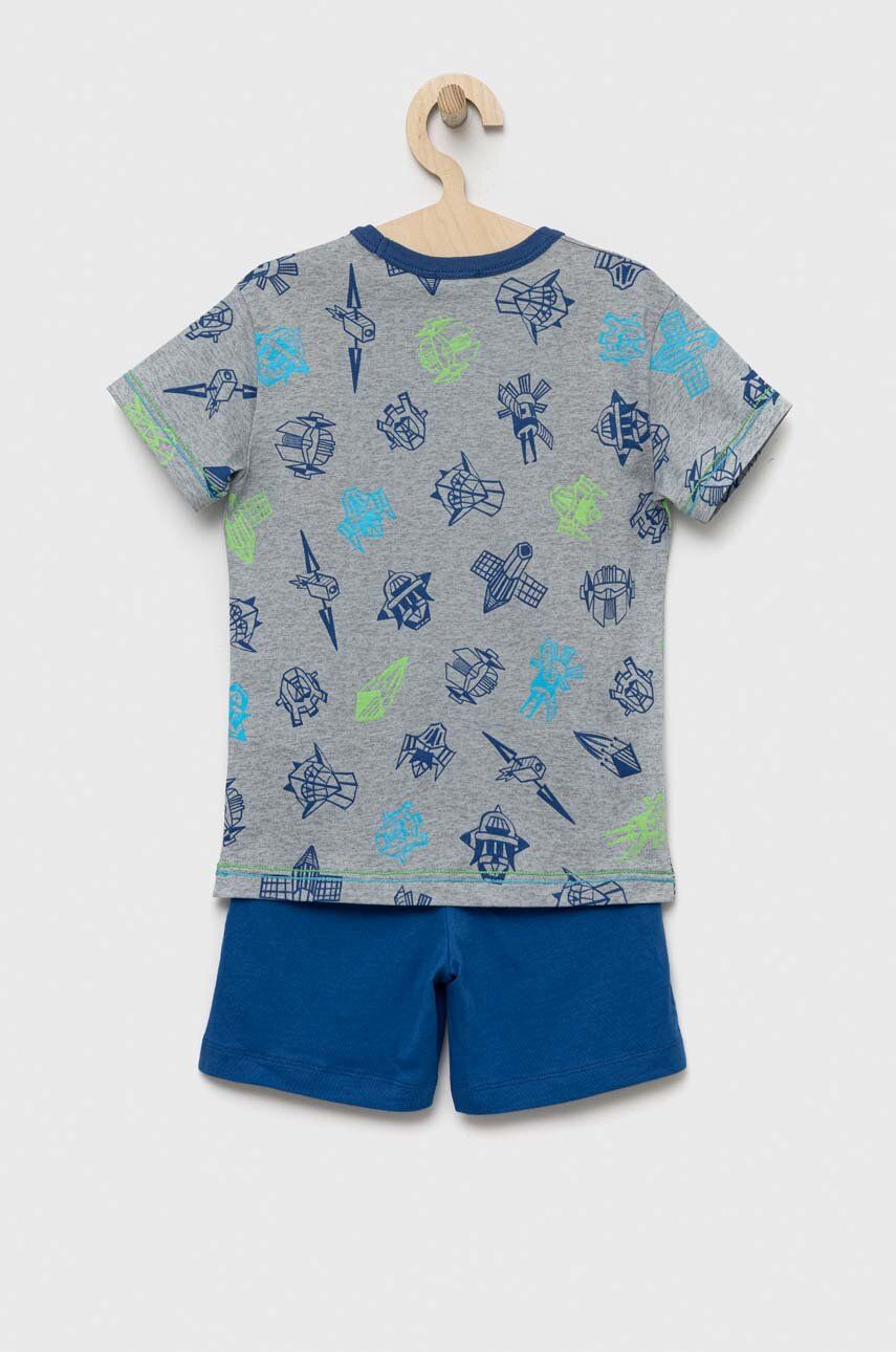 

Детская хлопковая пижама United Colors of Benetton цвет синий узор