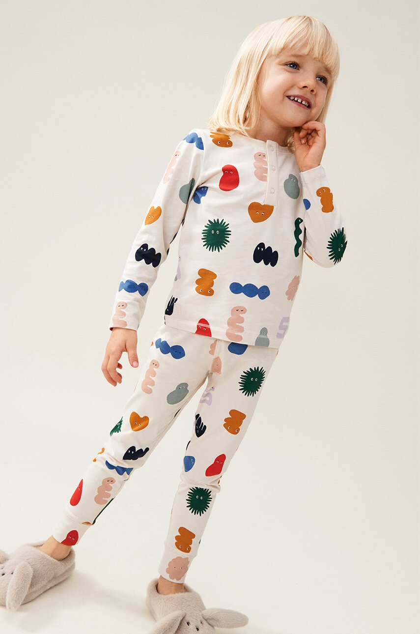 

Детска памучна пижама Liewood в бежово с десен, Бежов