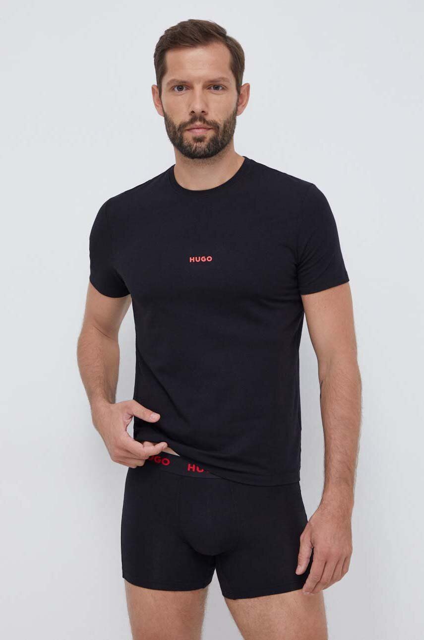 Tričko a boxerky HUGO černá barva - černá - 95 % Bavlna