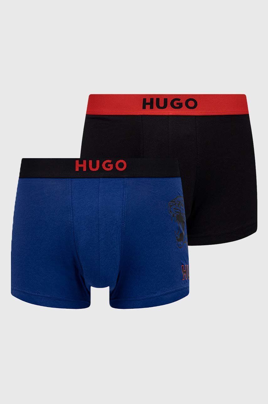 Boxerky HUGO 2-pack pánské - modrá -  95 % Bavlna