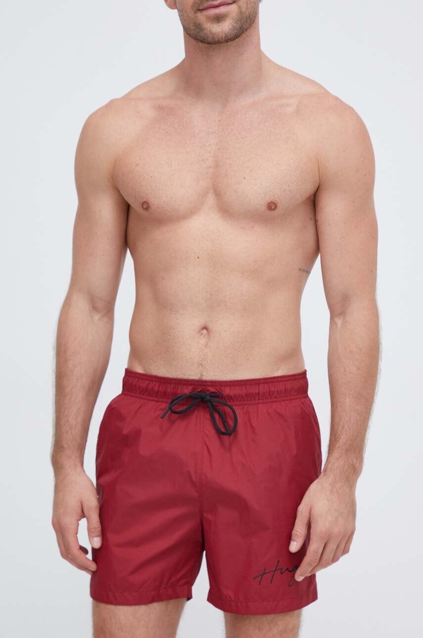 HUGO Pantaloni Scurti De Baie Culoarea Bordo