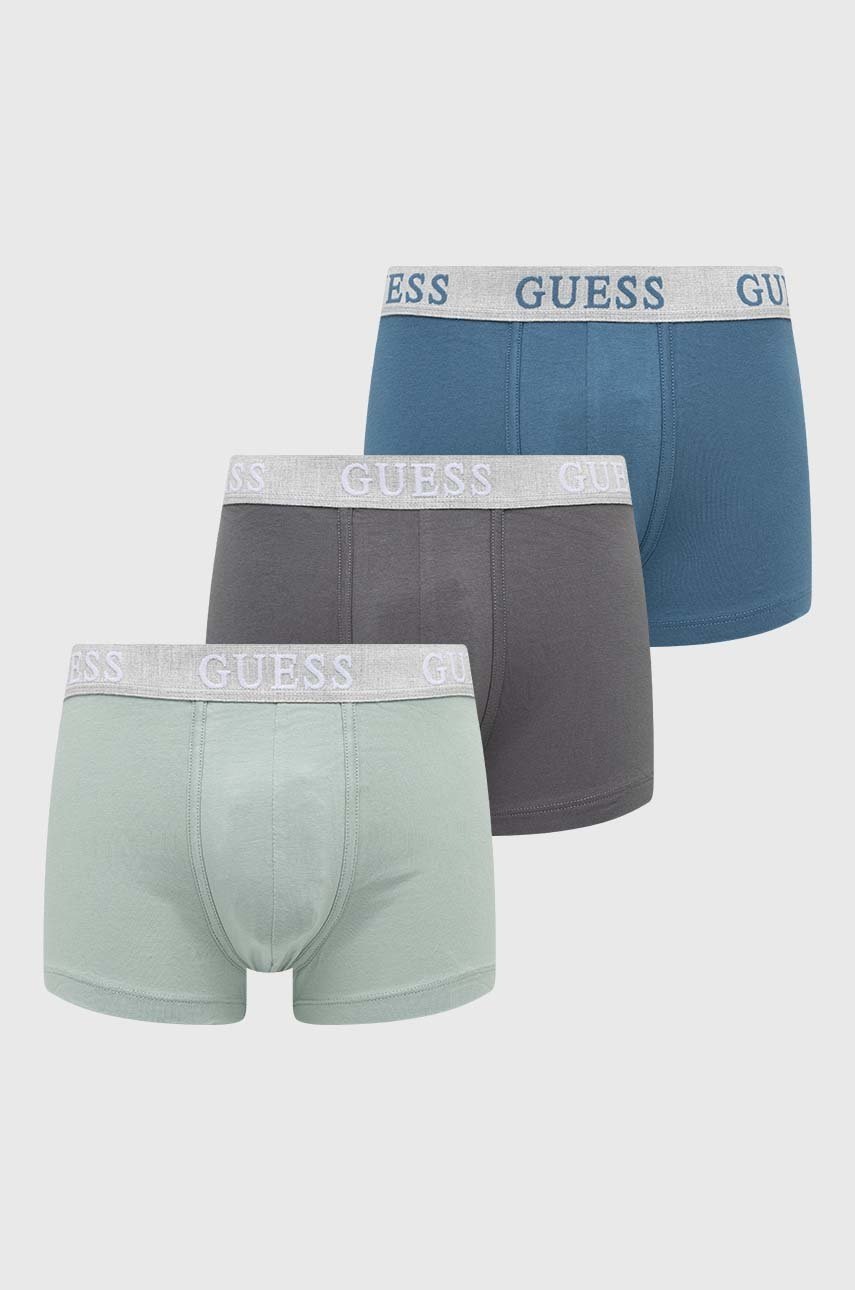 Boxerky Guess 3-pack pánské, šedá barva - šedá -  95 % Bavlna