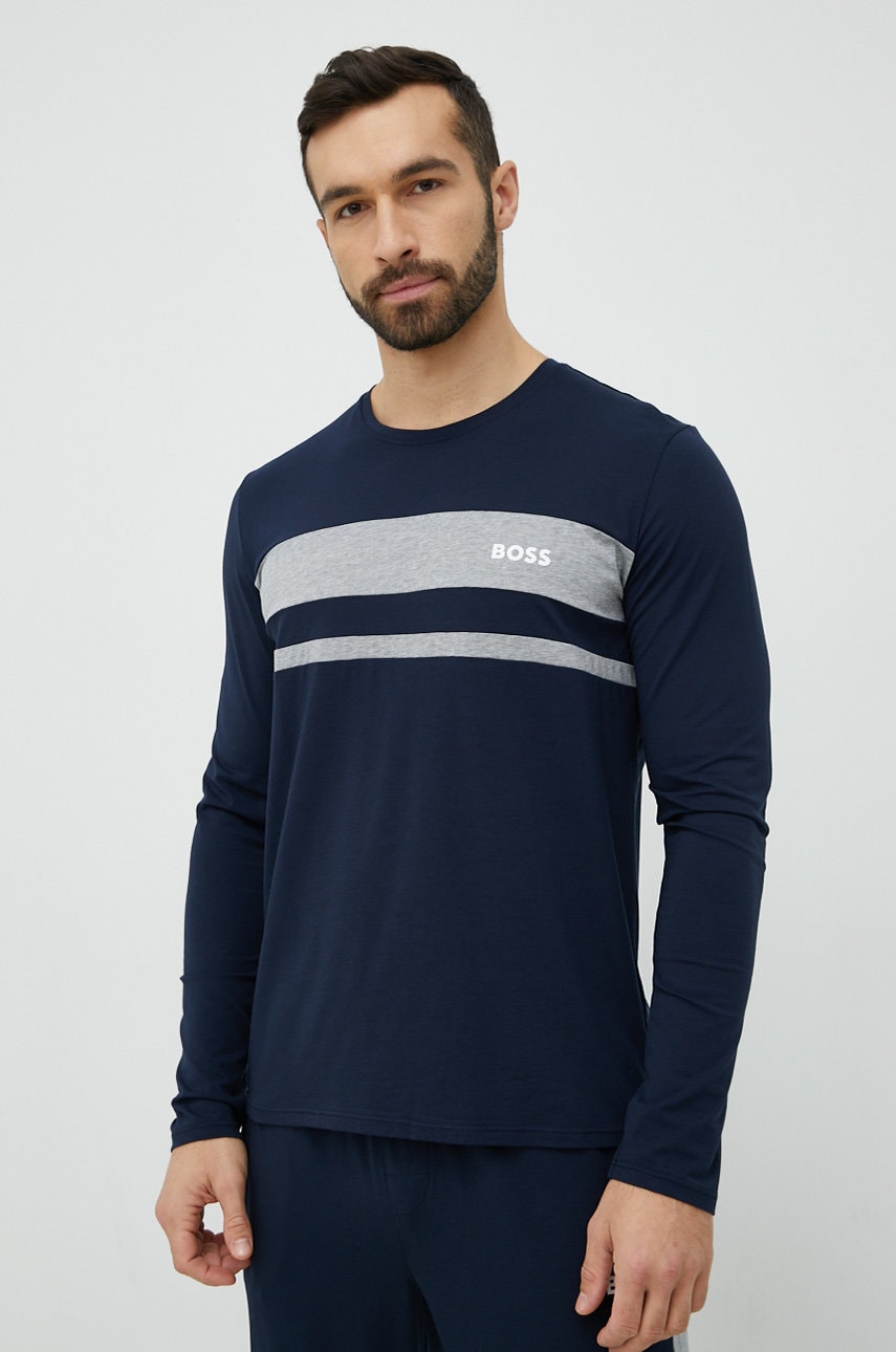 Boss bluză de pijama culoarea albastru marin, modelator
