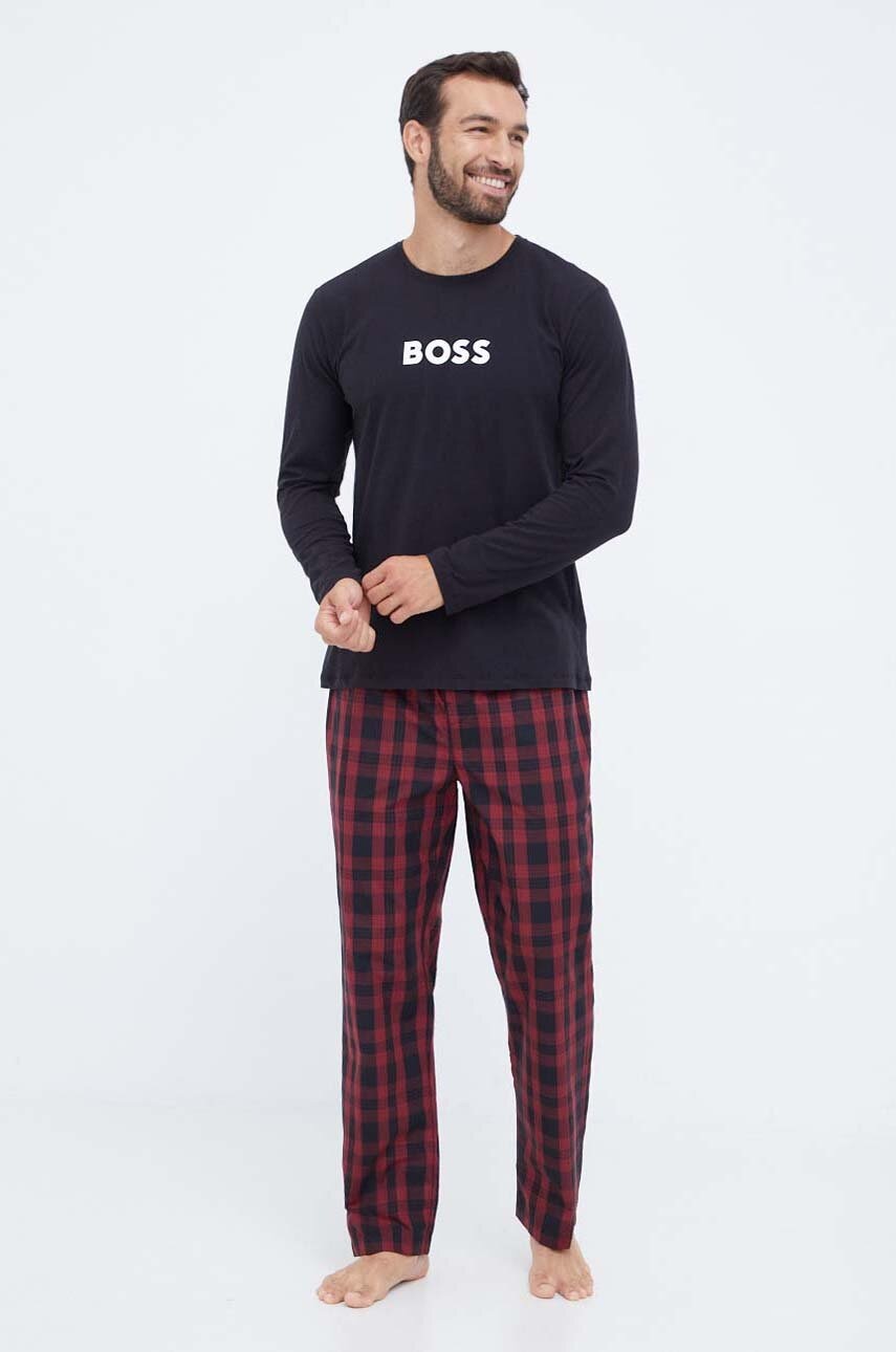 BOSS pijama bărbați, culoarea roșu, cu model 50488084