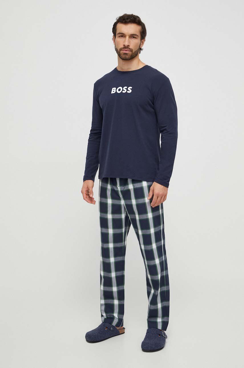 BOSS pijama bărbați, culoarea verde, cu model 50488084