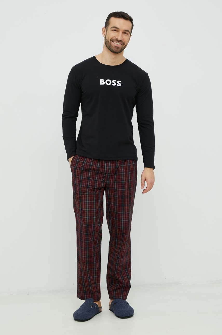 BOSS pijama bărbați, culoarea negru, cu model 50488084