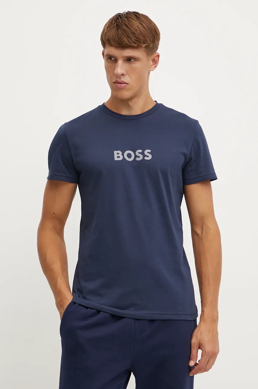 BOSS tricou de plajă din bumbac cu imprimeu
