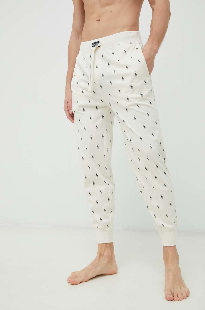 Bavlnené pyžamové nohavice Polo Ralph Lauren béžová farba, vzorovaná