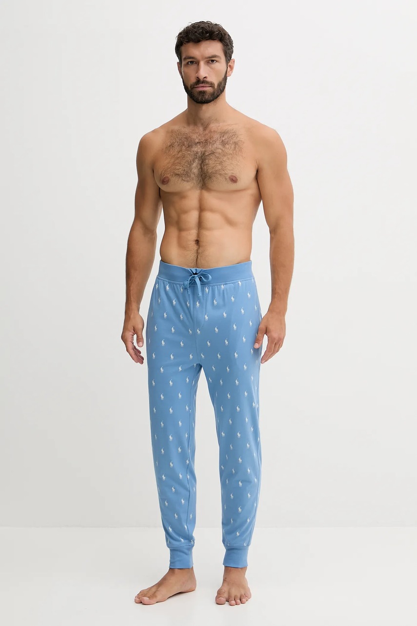 Хлопковые пижамные брюки Polo Ralph Lauren цвет чёрный узор 714899500