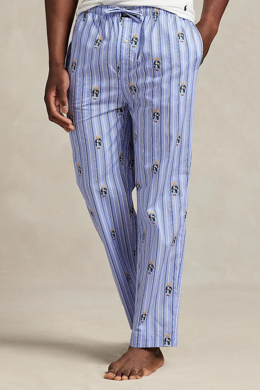 Levně Bavlněné pyžamové kalhoty Polo Ralph Lauren modrá barva, 714899509