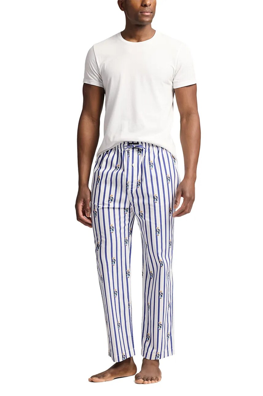 Levně Bavlněné pyžamové kalhoty Polo Ralph Lauren modrá barva, vzorované, 714899509