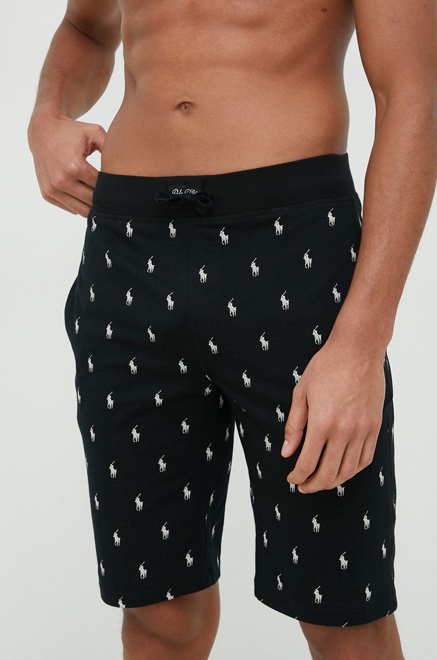 Levně Bavlněné pyžamové šortky Polo Ralph Lauren černá barva, 714899513