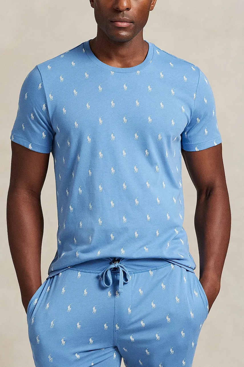 Polo Ralph Lauren t-shirt piżamowy bawełniany kolor niebieski wzorzysta 714899612