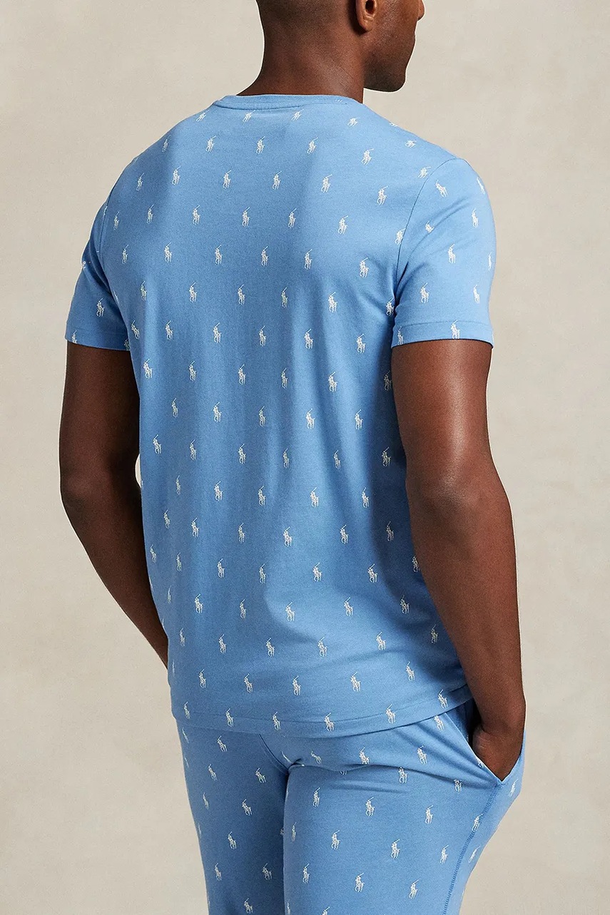 Хлопковая пижамная футболка Polo Ralph Lauren цвет белый узор 714899612