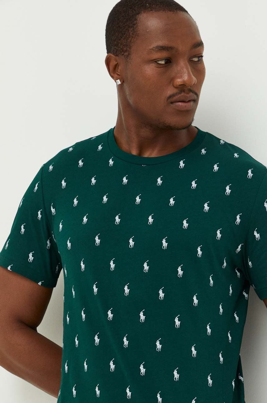 Levně Bavlněné pyžamové tričko Polo Ralph Lauren zelená barva, 714899612
