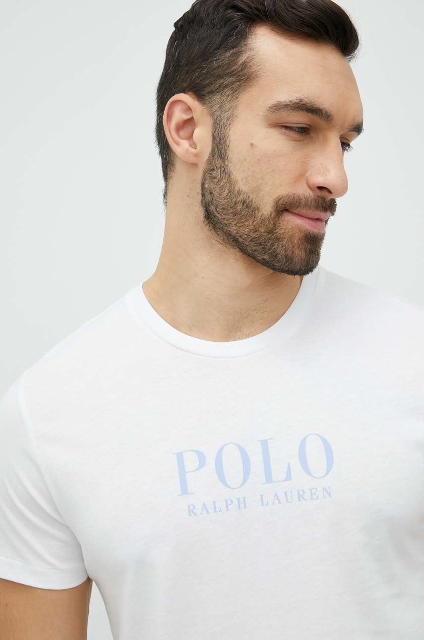 E-shop Bavlněné pyžamové tričko Polo Ralph Lauren bílá barva, s potiskem