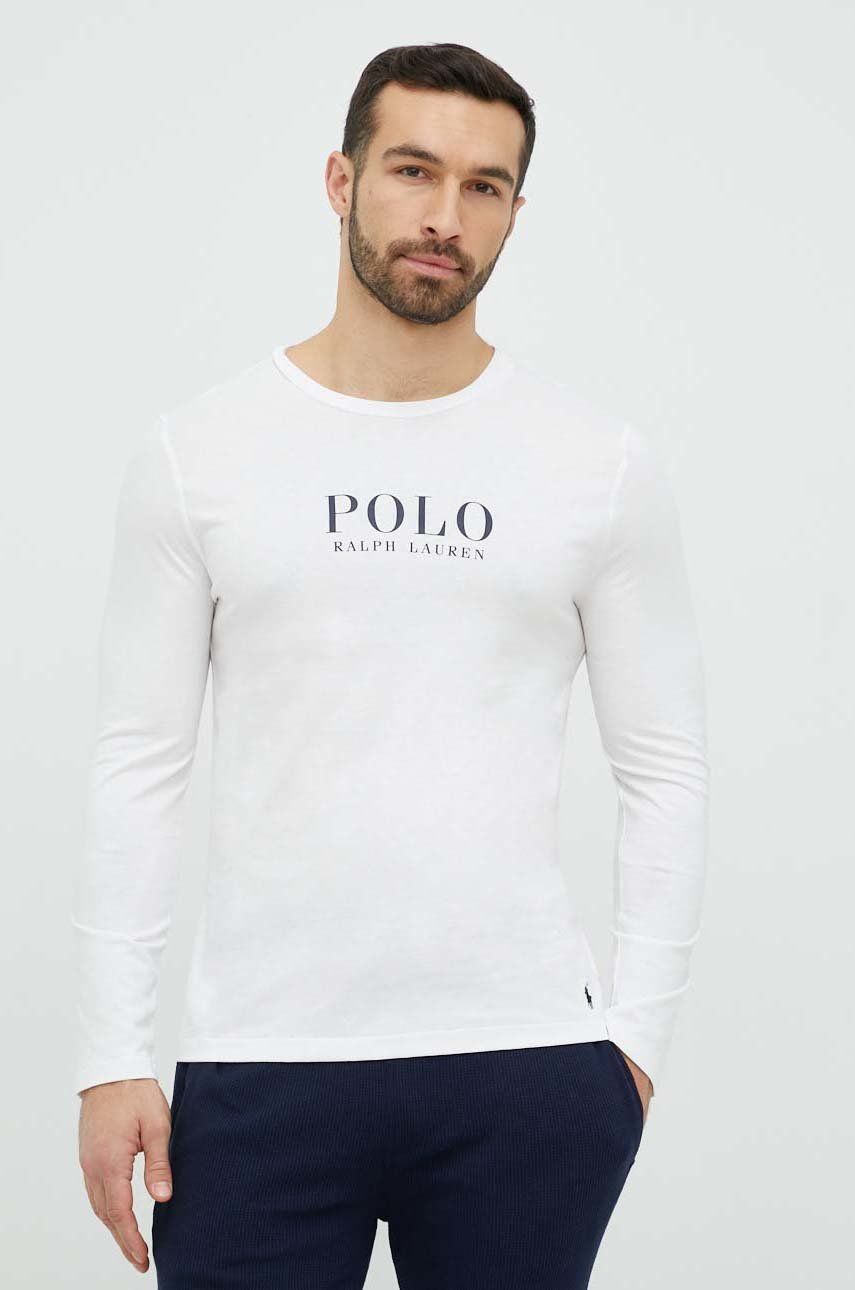 Levně Bavlněná košile s dlouhým rukávem Polo Ralph Lauren bílá barva, s potiskem