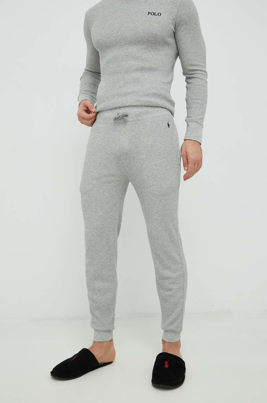 Pyžamové kalhoty Polo Ralph Lauren pánské, šedá barva, 714899616