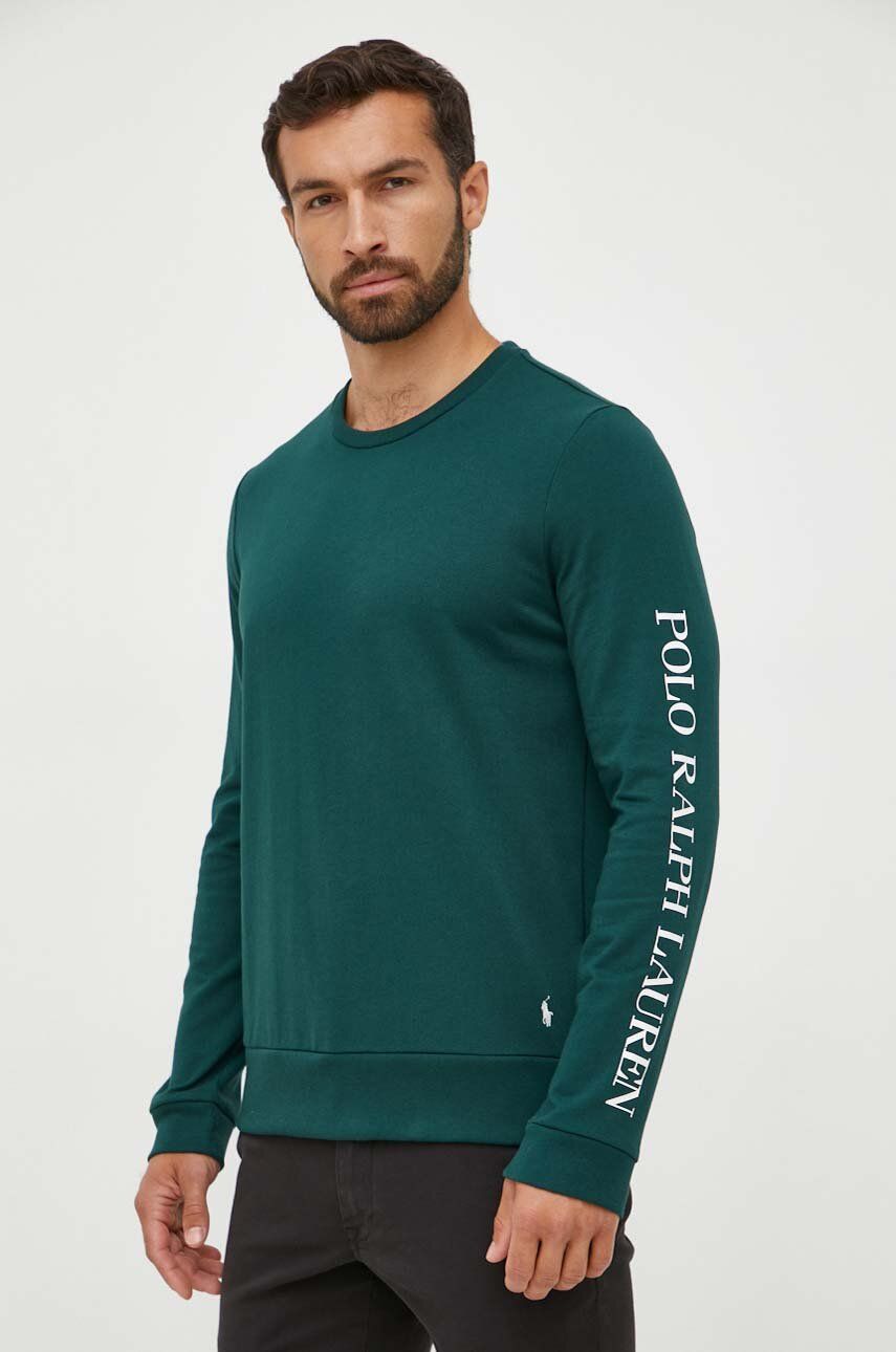 Tričko s dlouhým rukávem Polo Ralph Lauren zelená barva, s potiskem - zelená - 60 % Bavlna