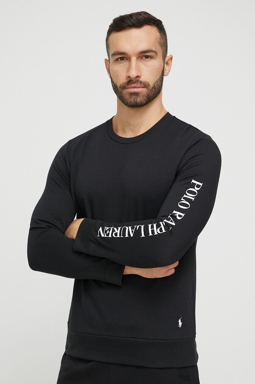 Tričko s dlouhým rukávem Polo Ralph Lauren černá barva, s potiskem - černá - 60 % Bavlna