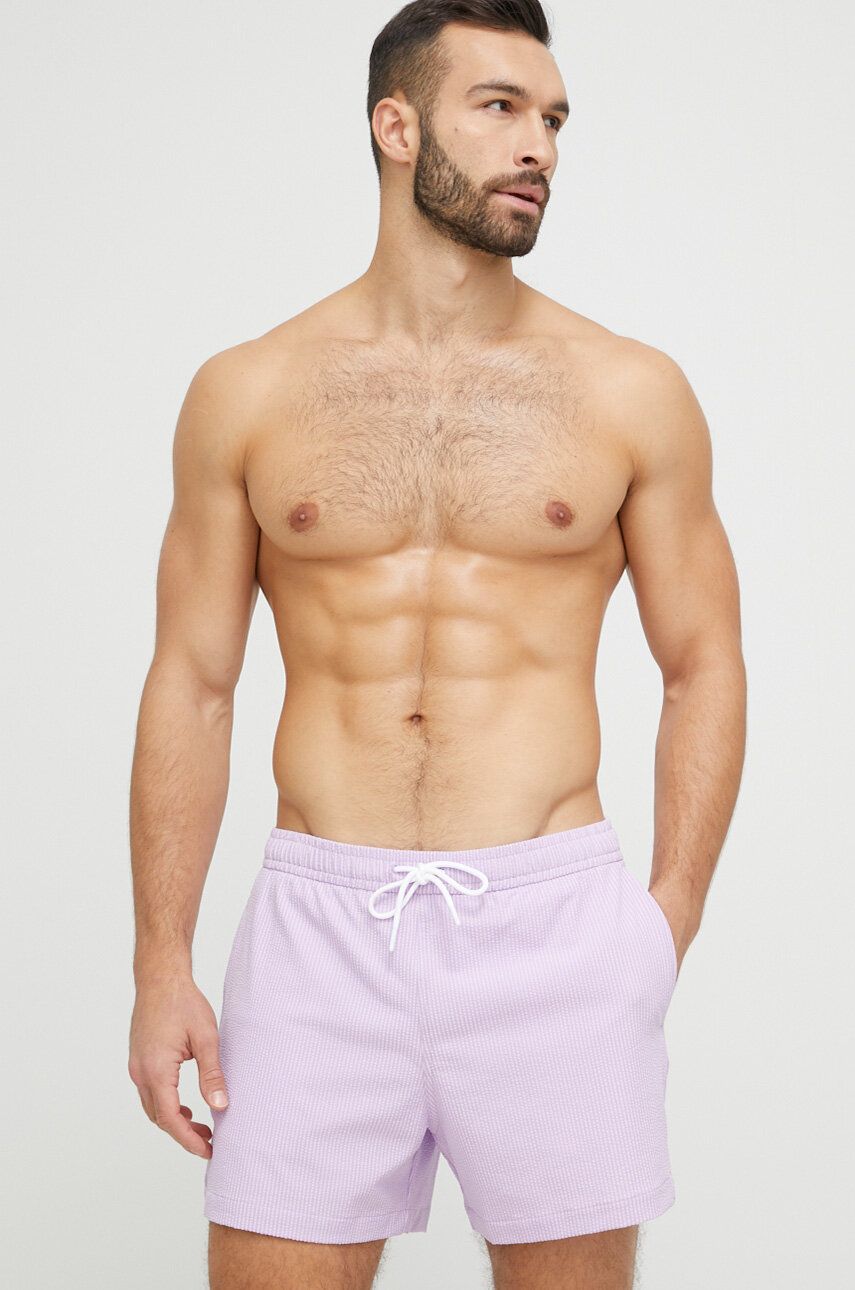 Plavkové šortky Abercrombie & Fitch fialová barva - fialová -  Hlavní materiál: 73 % Polyester