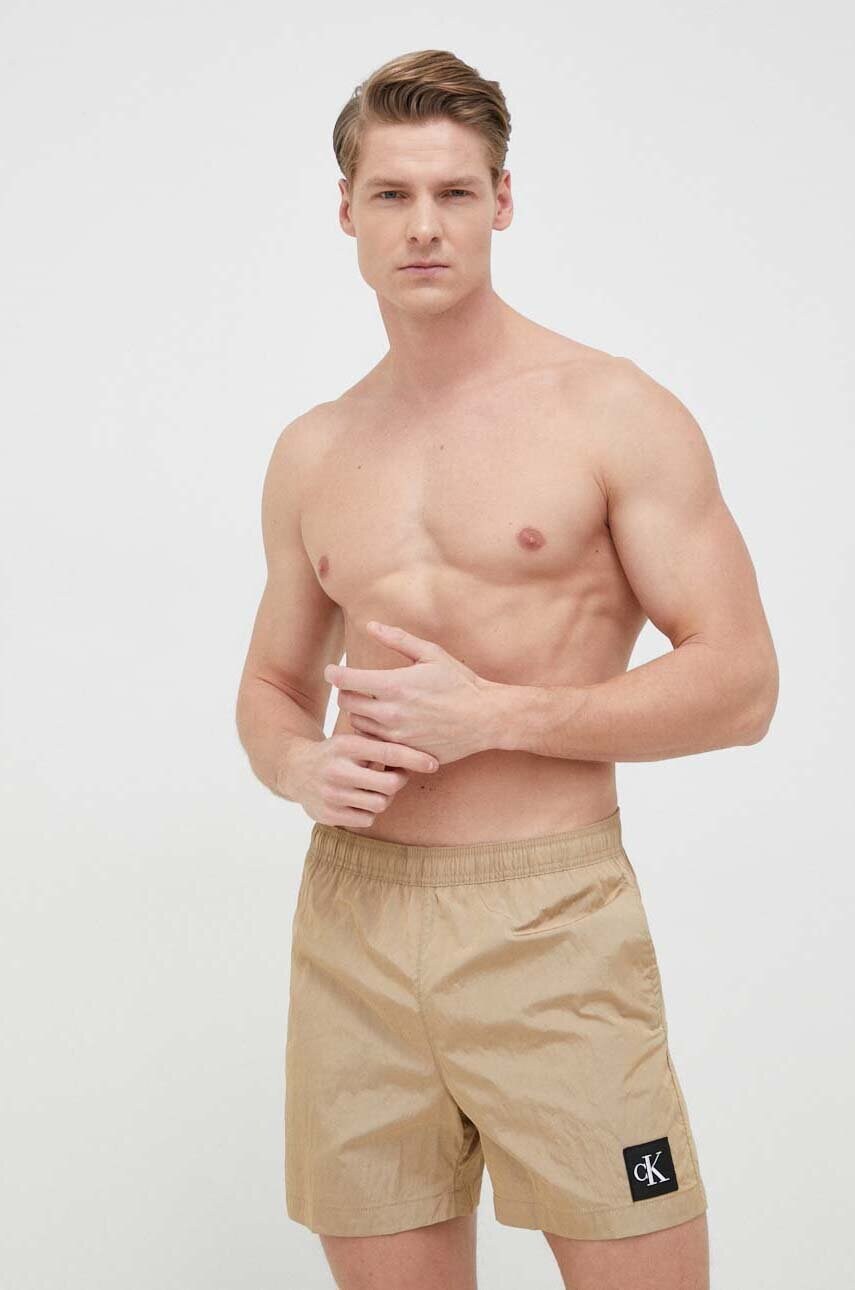

Плувни шорти Calvin Klein в бежово, Бежов