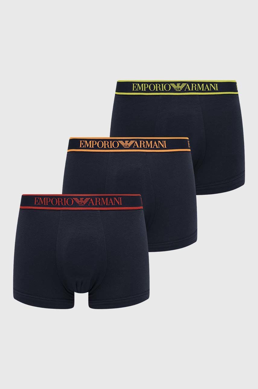Boxerky Emporio Armani Underwear 3-pack pánské, tmavomodrá barva - námořnická modř -  Podšívka: