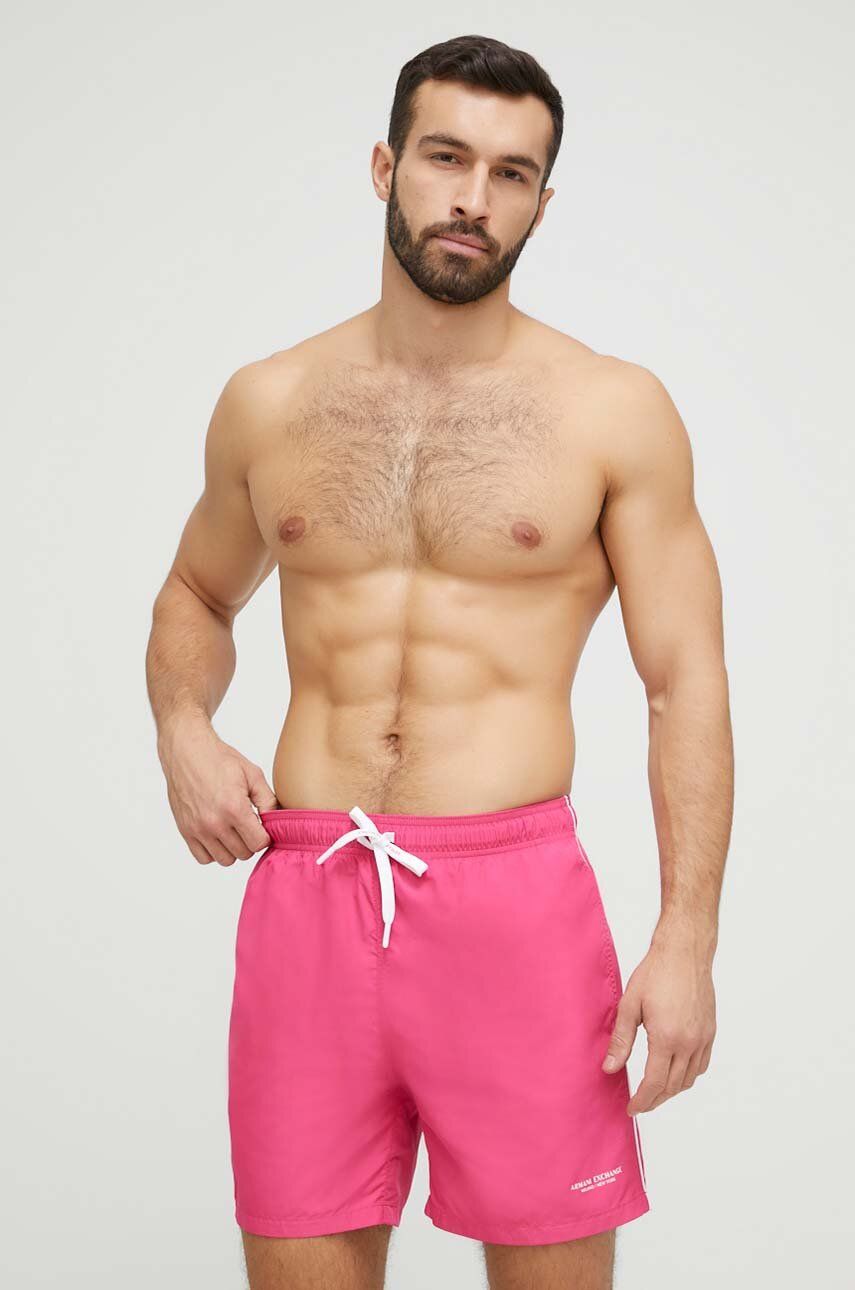 Levně Plavkové šortky Armani Exchange růžová barva