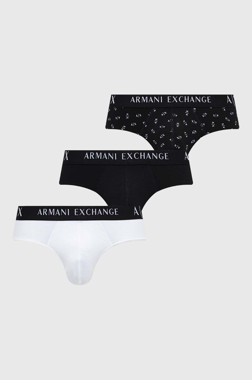 Levně Spodní prádlo Armani Exchange 3-pack pánské, černá barva