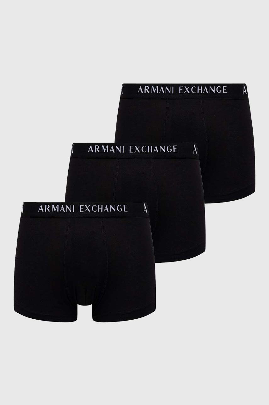 Armani Exchange boxeri 3-pack barbati, culoarea negru