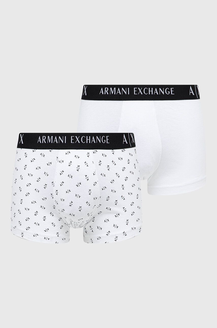 Boxerky Armani Exchange 2-pack pánské, bílá barva - bílá -  Hlavní materiál: 95 % Bavlna