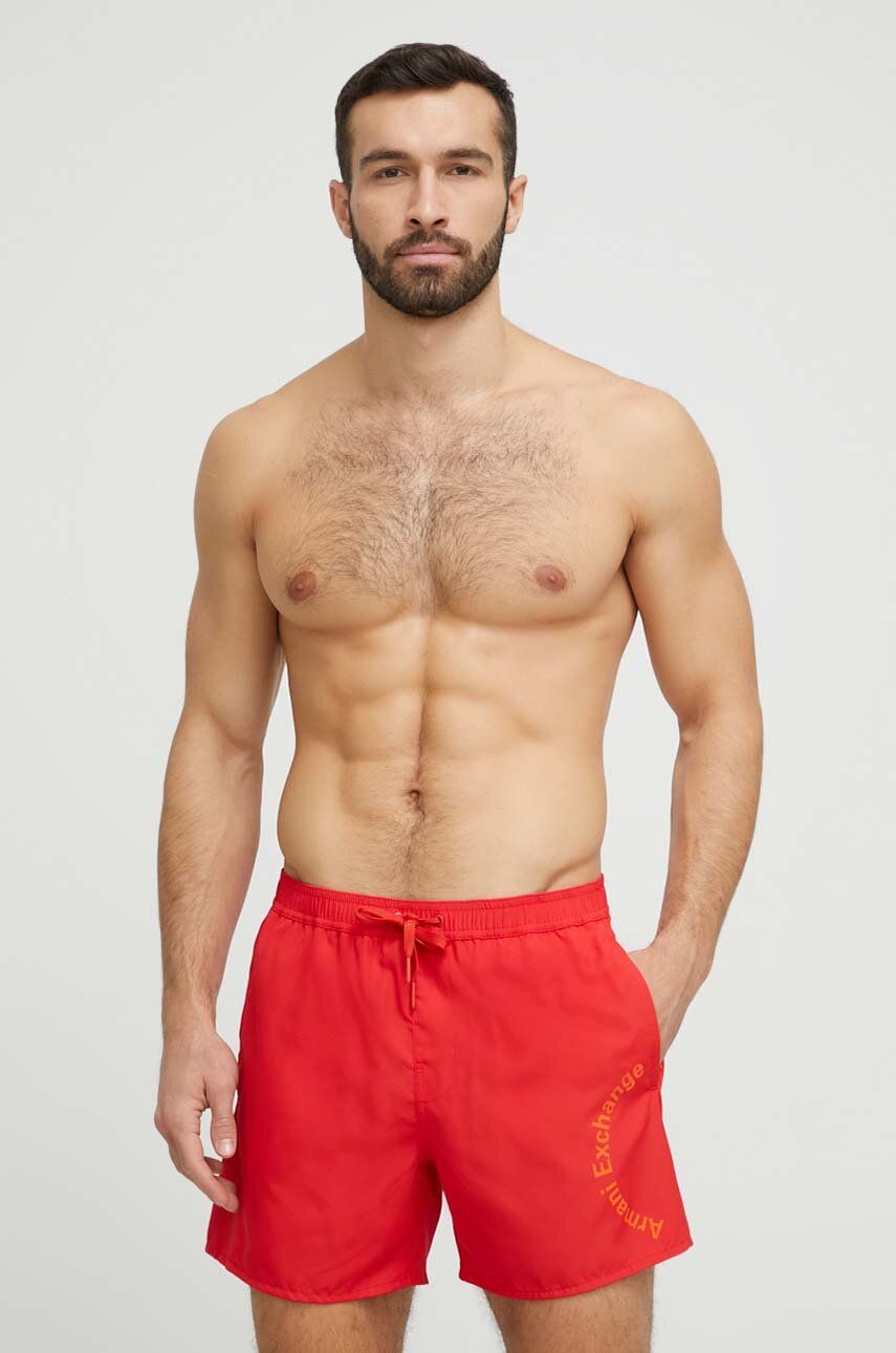 Plavkové šortky Armani Exchange červená barva - červená -  100 % Polyester