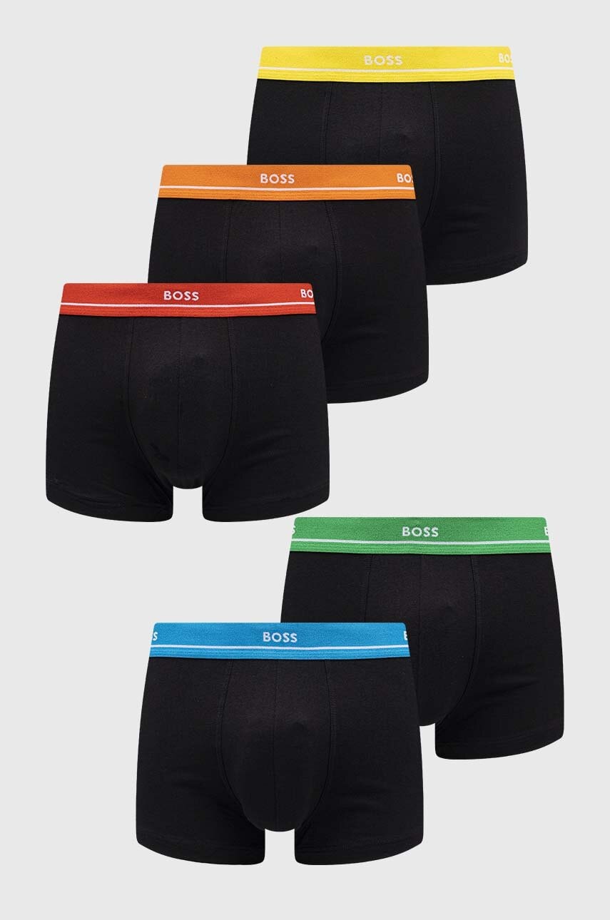 Levně Boxerky BOSS 5-pack pánské, černá barva