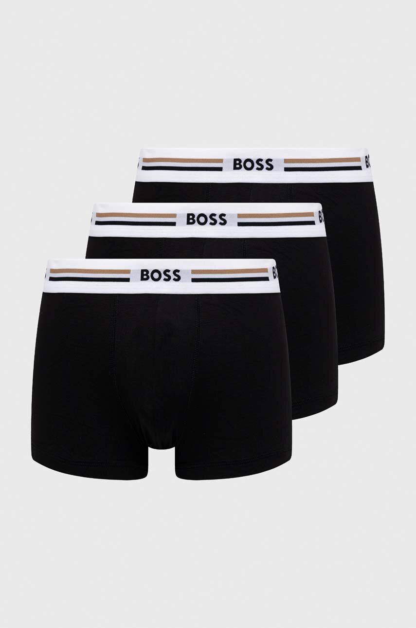 Levně Boxerky BOSS 3-pack pánské, černá barva, 50492200