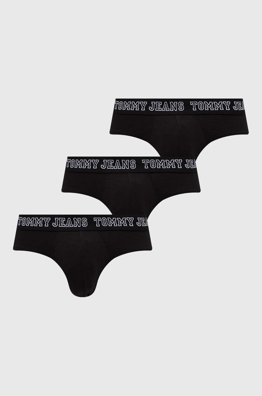 Levně Spodní prádlo Tommy Jeans 3-pack pánské, černá barva