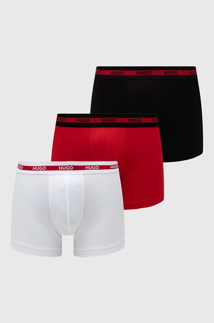 Boxerky HUGO 3-pack pánské, červená barva, 50492375