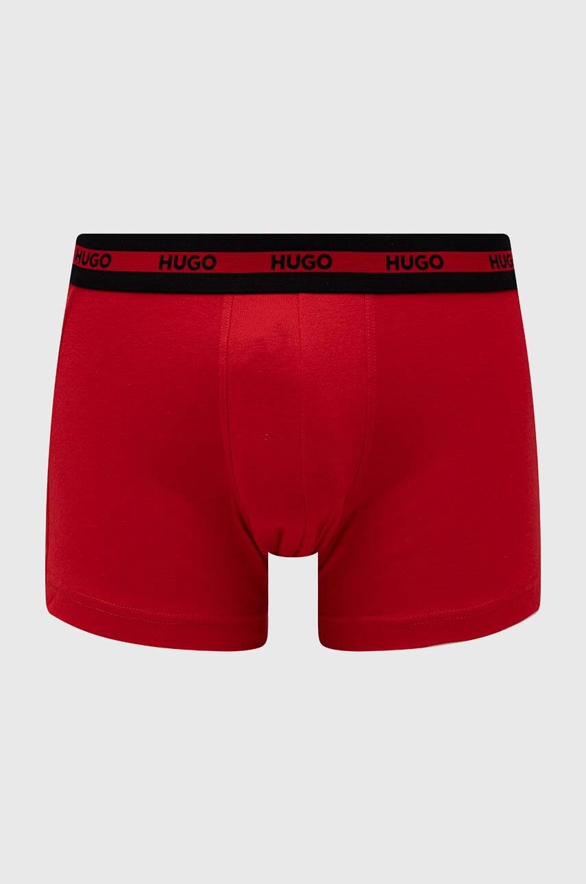 HUGO priliehavé boxerky pánske bavlnené s elastanom TRIPLET PLANET 3-pak