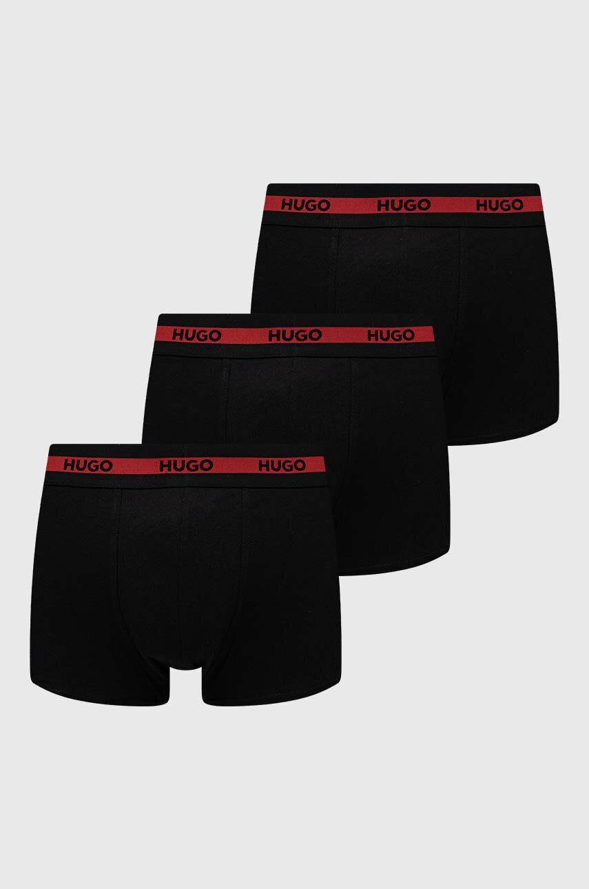 Levně Boxerky HUGO 3-pack pánské, černá barva, 50492375