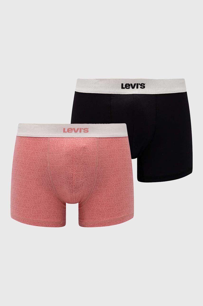 Levně Boxerky Levi's 2-pack pánské, růžová barva