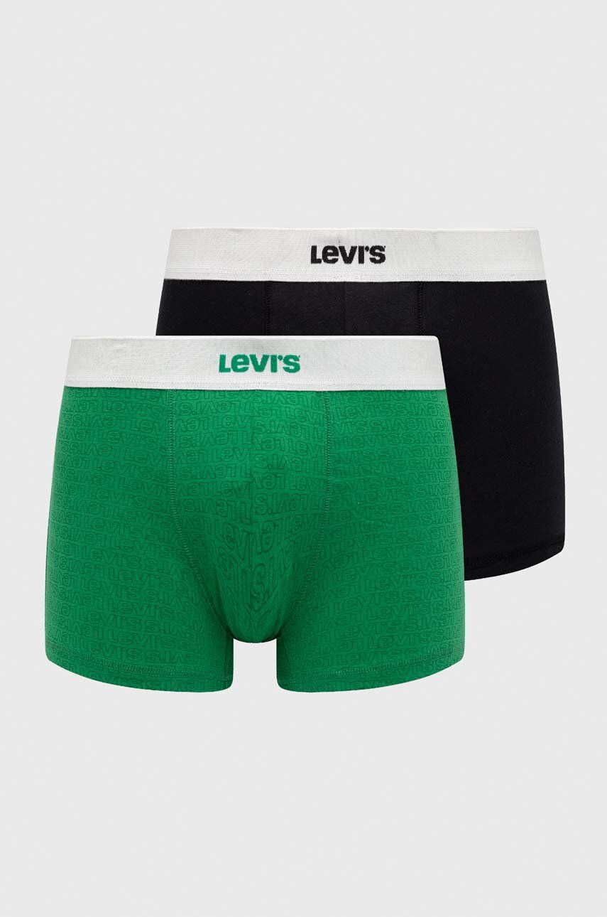 Boxerky Levi′s 2-pack pánské, zelená barva - zelená -  95 % Bavlna