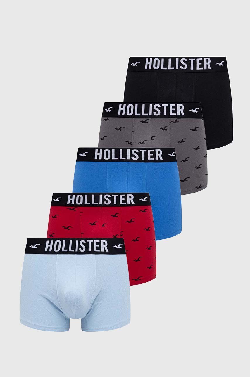 Boxerky Hollister Co. 5-pack pánské, červená barva - červená -  95 % Bavlna