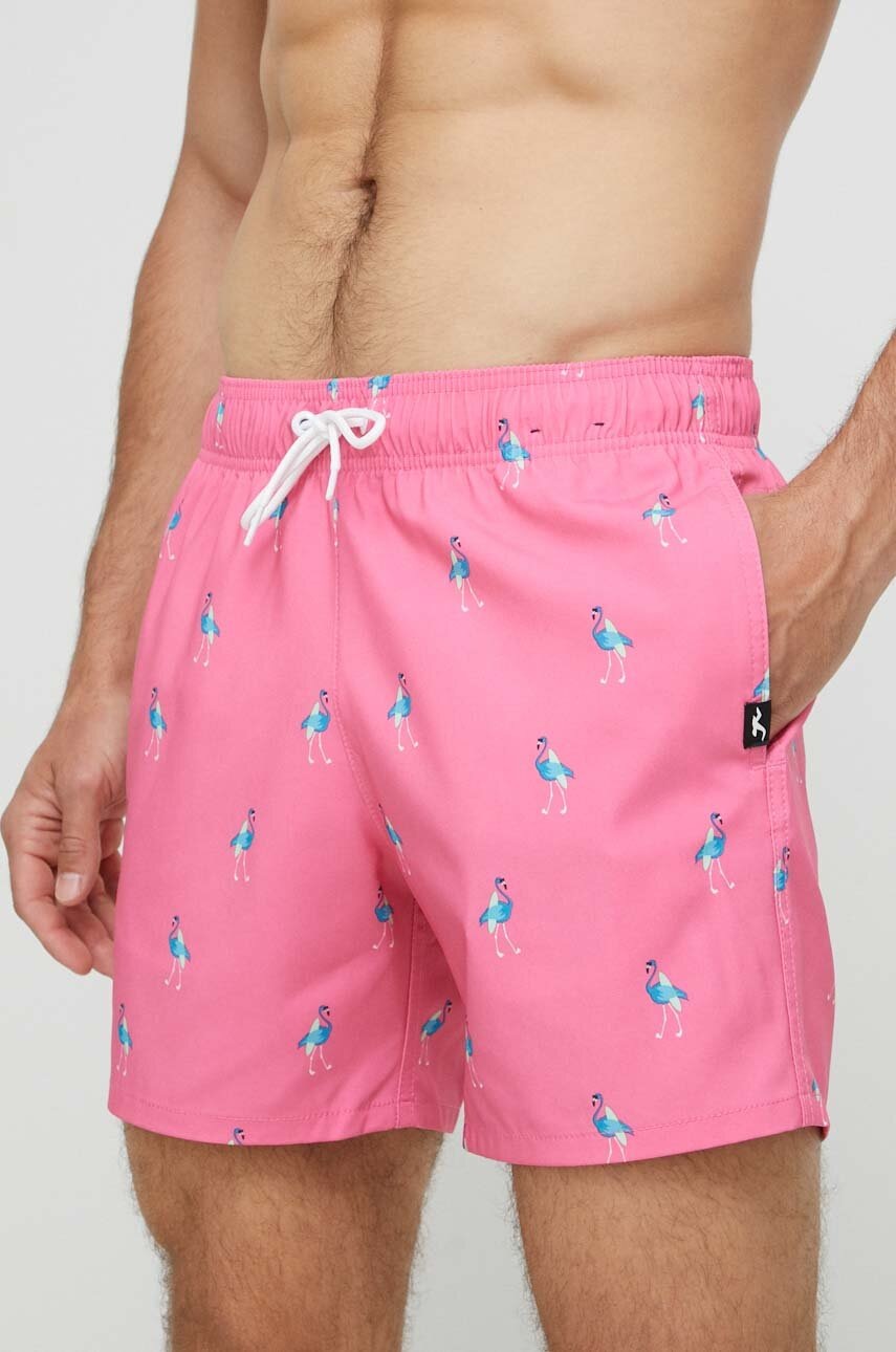 Levně Plavkové šortky Hollister Co. růžová barva